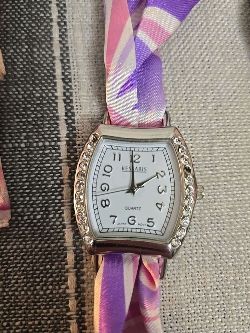 Kessaris Girls Quartz Watch with 3 Changeable Soft Bands (Missing 2 Stones)